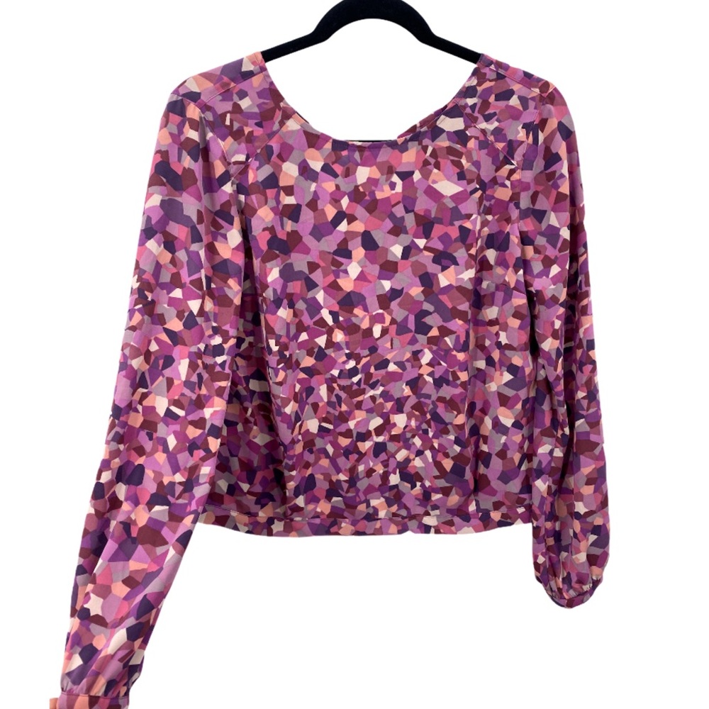 CAbi Geometric Pink/Purple Long Sleeve Top Size XS